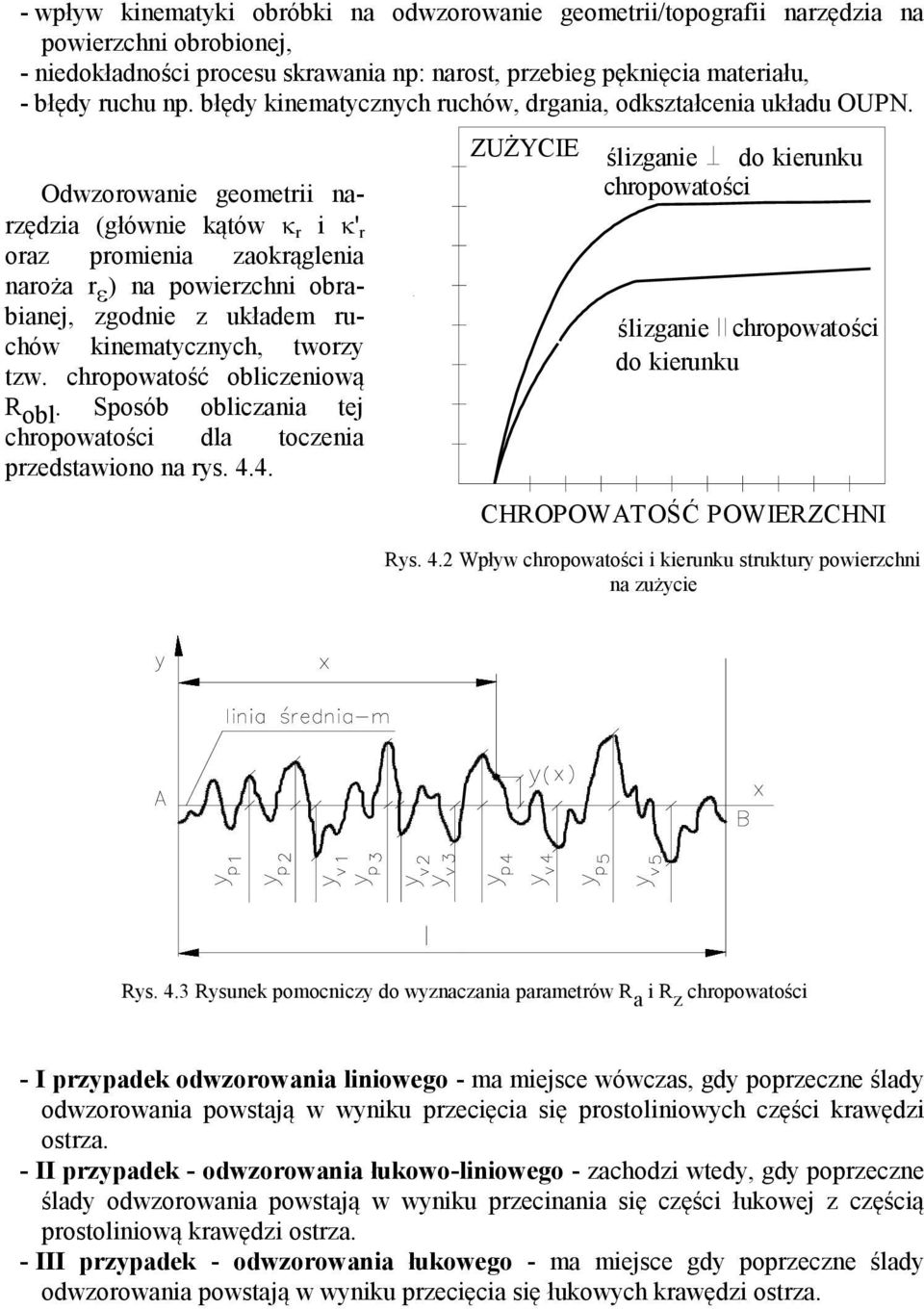 Odwzorowanie geometrii narzędzia (głównie kątów r i ' r oraz promienia zaokrąglenia naroża r ) na powierzchni obrabianej, zgodnie z układem ruchów kinematycznych, tworzy tzw.