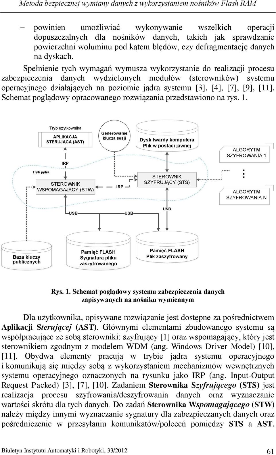 Spełnienie tych wymagań wymusza wykorzystanie do realizacji procesu zabezpieczenia danych wydzielonych modułów (sterowników) systemu operacyjnego działających na poziomie jądra systemu [3], [4], [7],