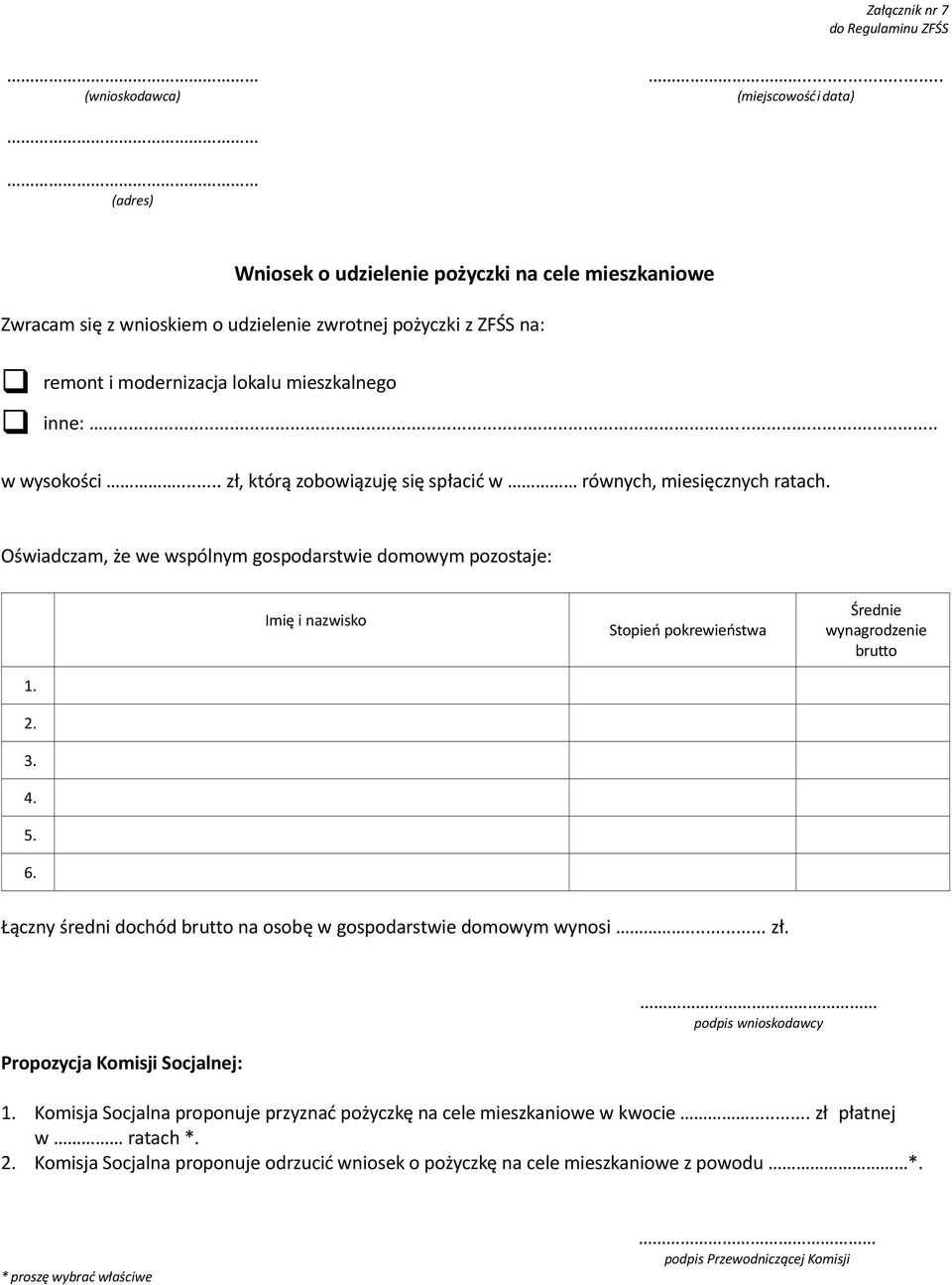 .. w wysokości... zł, którą zobowiązuję się spłacić w równych, miesięcznych ratach.