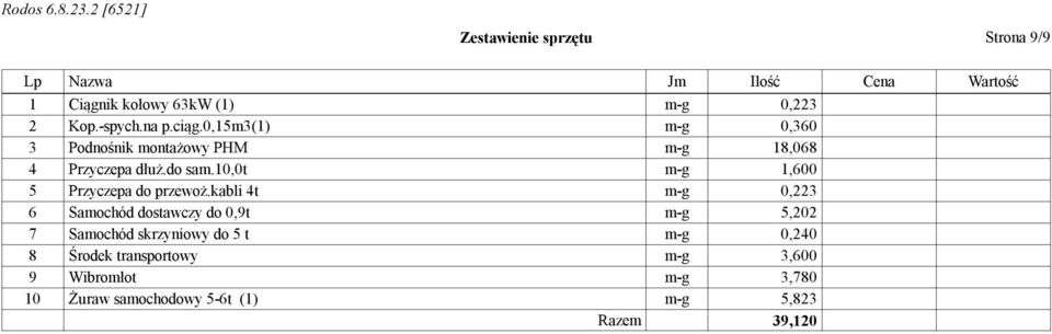 10,0t m-g 1,600 5 Przyczepa do przewoż.