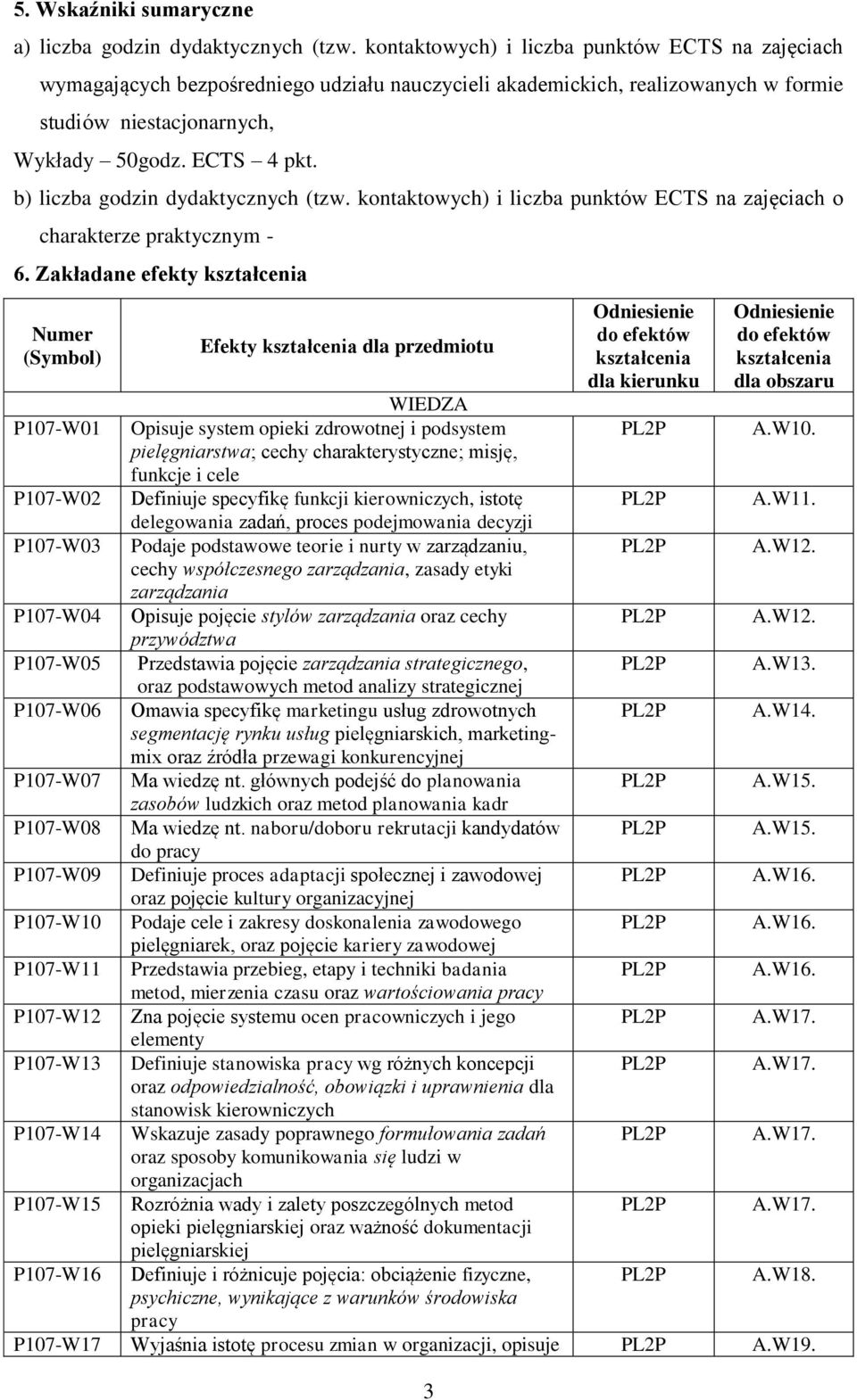 b) liczba godzin dydaktycznych (tzw. kontaktowych) i liczba punktów ECTS na zajęciach o charakterze praktycznym - 6.