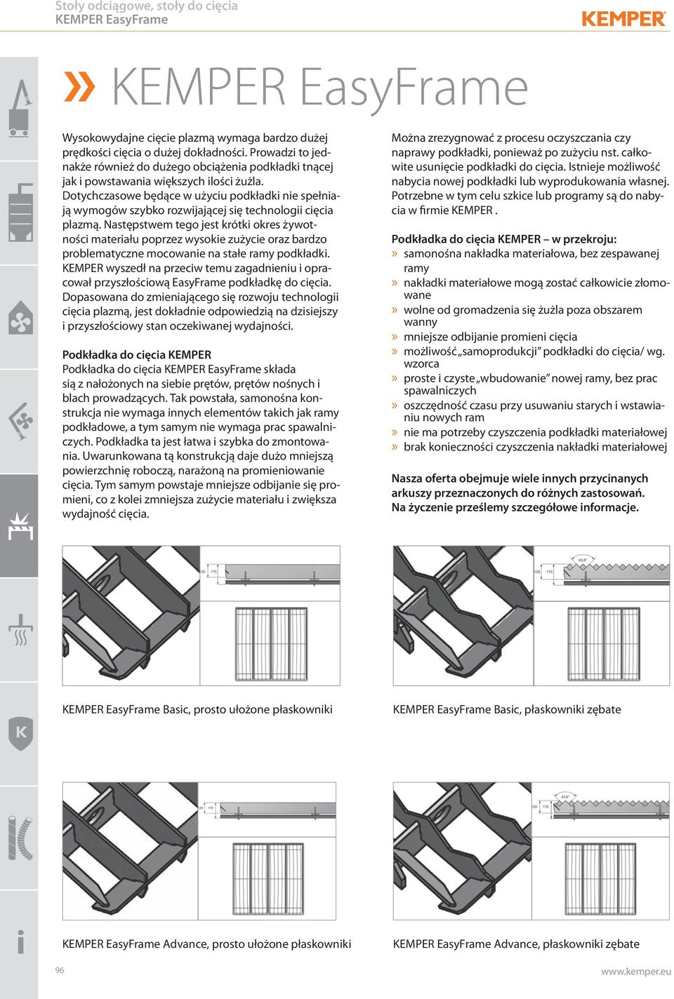 Dotychczasowe będące w użyciu podkładki nie spełniają wymogów szybko rozwijającej się technologii cięcia plazmą.