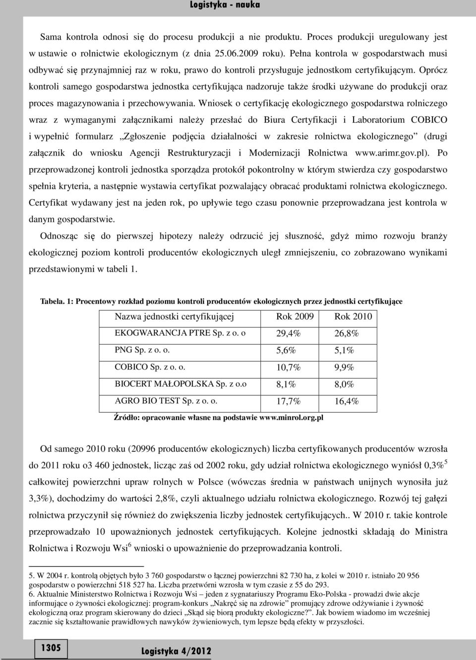 Oprócz kontroli samego gospodarstwa jednostka certyfikująca nadzoruje także środki używane do produkcji oraz proces magazynowania i przechowywania.