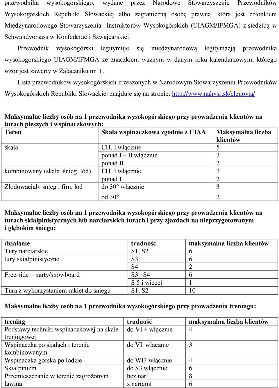 Przewodnik wysokogórski legitymuje się międzynarodową legitymacją przewodnika wysokogórskiego UIAGM/IFMGA ze znaczkiem ważnym w danym roku kalendarzowym, którego wzór jest zawarty w Załączniku nr 1.