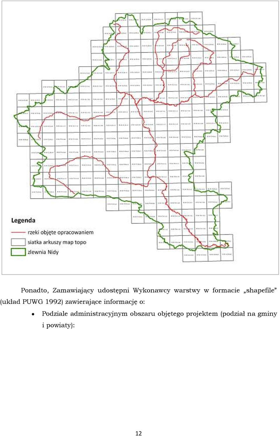 zawierające informację o: Podziale