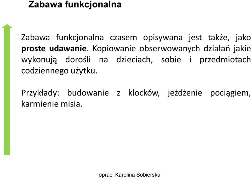 Kopiowanie obserwowanych działań jakie wykonują dorośli na dzieciach,