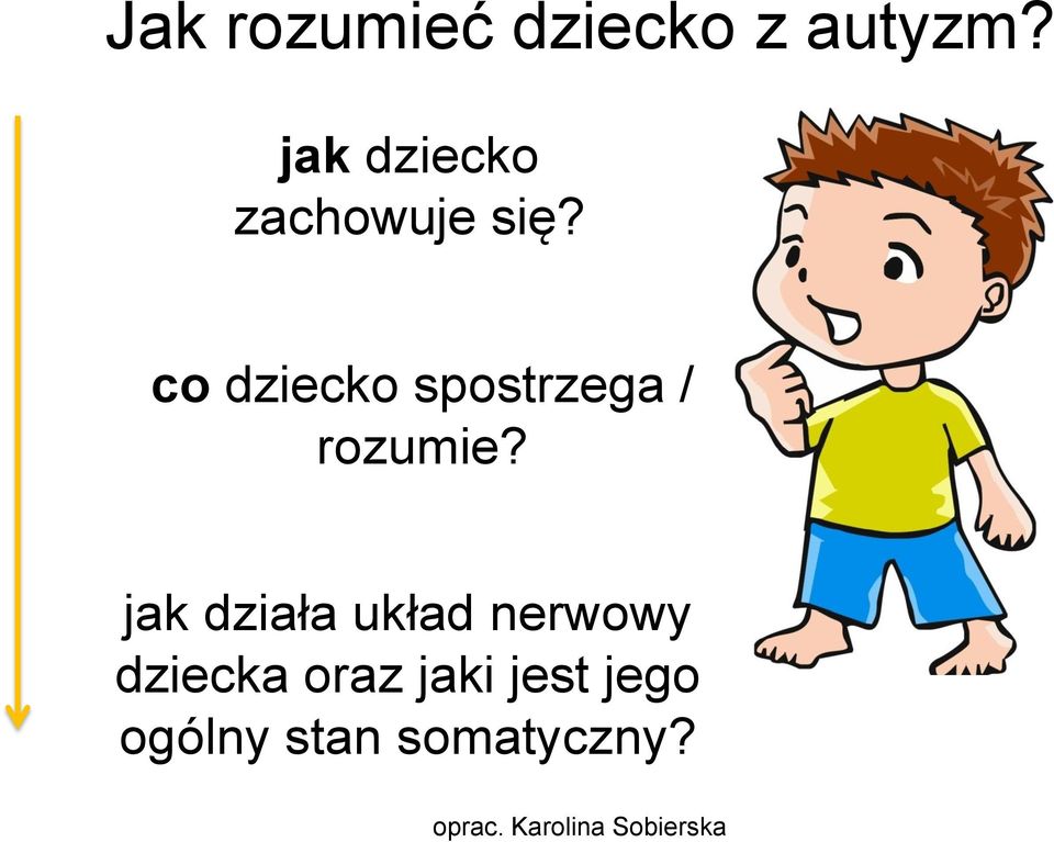 co dziecko spostrzega / rozumie?