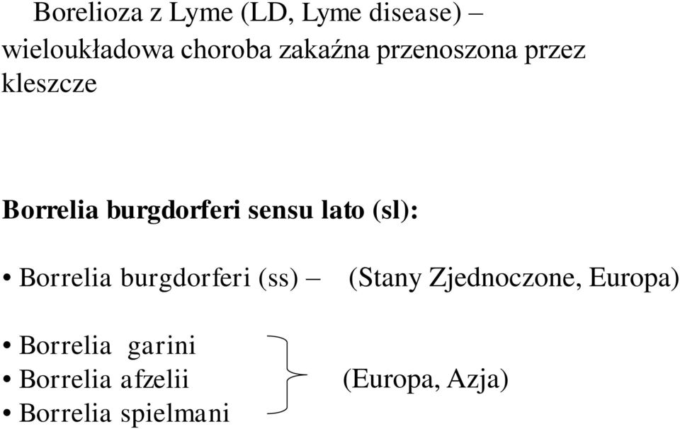 lato (sl): Borrelia burgdorferi (ss) (Stany Zjednoczone,