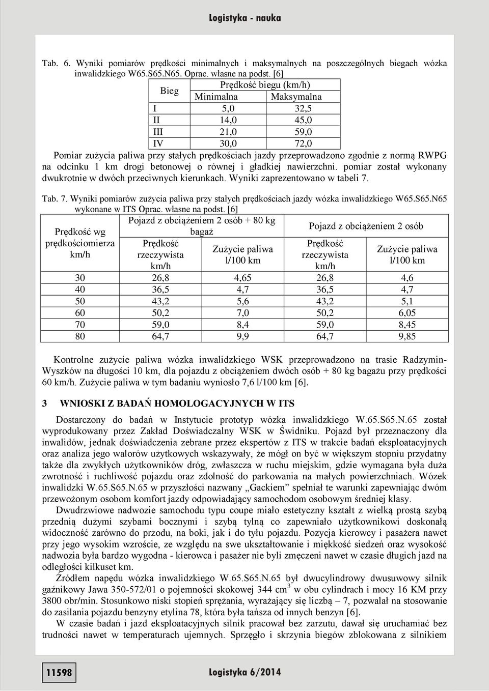 odcinku 1 km drogi betonowej o równej i gładkiej nawierzchni. pomiar został wykonany dwukrotnie w dwóch przeciwnych kierunkach. Wyniki zaprezentowano w tabeli 7.