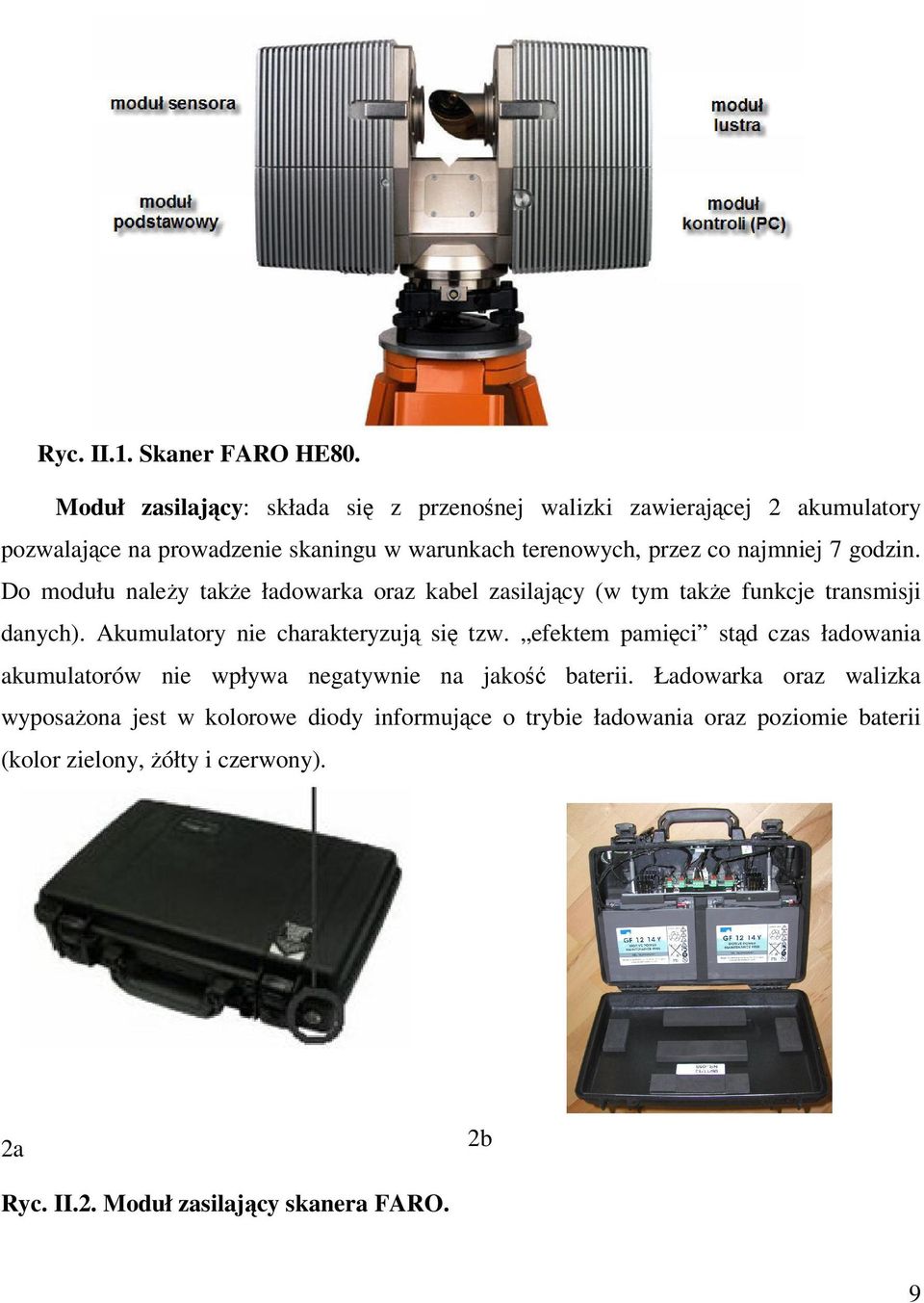 najmniej 7 godzin. Do modułu należy także ładowarka oraz kabel zasilający (w tym także funkcje transmisji danych). Akumulatory nie charakteryzują się tzw.