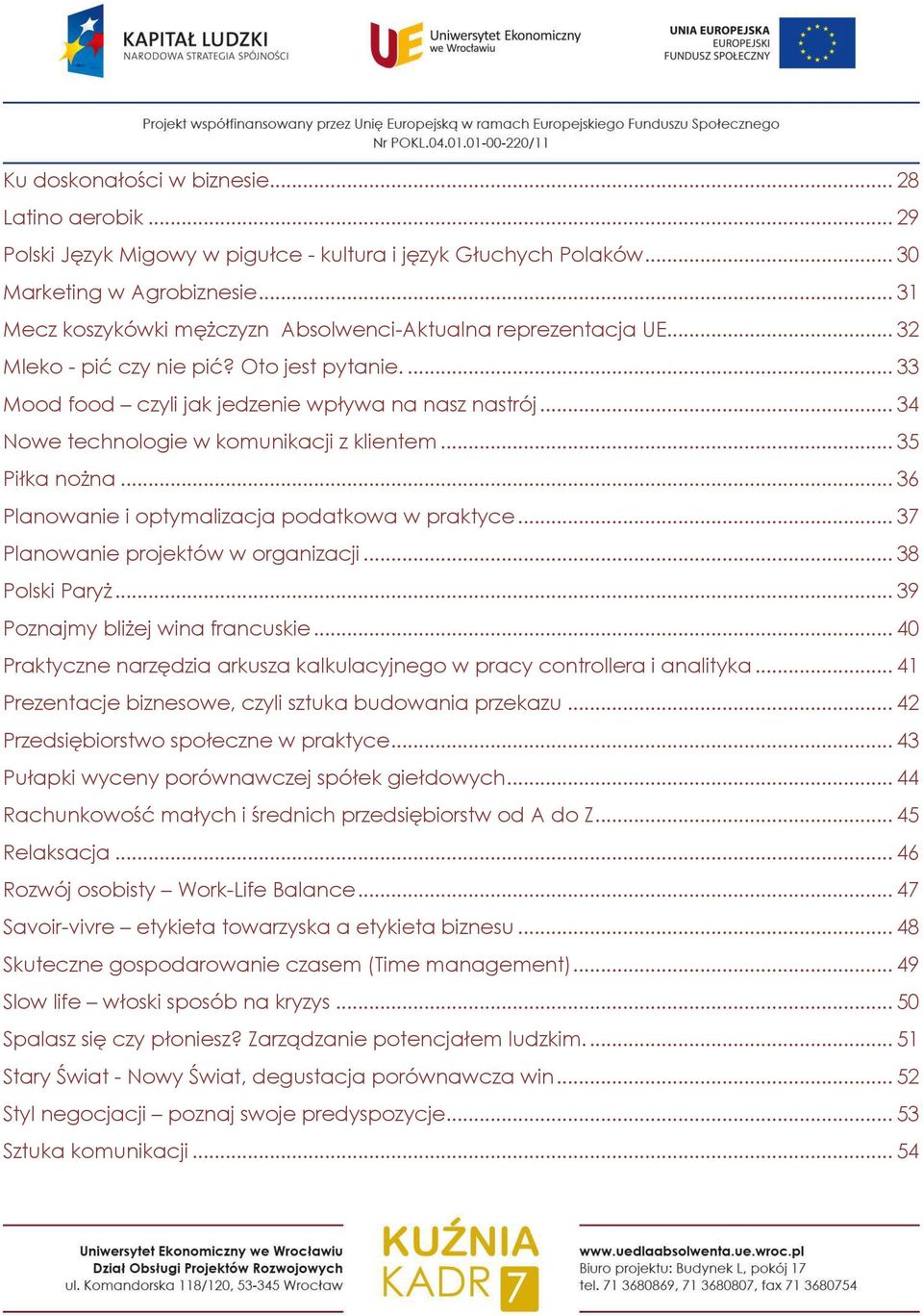 .. 34 Nowe technologie w komunikacji z klientem... 35 Piłka nożna... 36 Planowanie i optymalizacja podatkowa w praktyce... 37 Planowanie projektów w organizacji... 38 Polski Paryż.