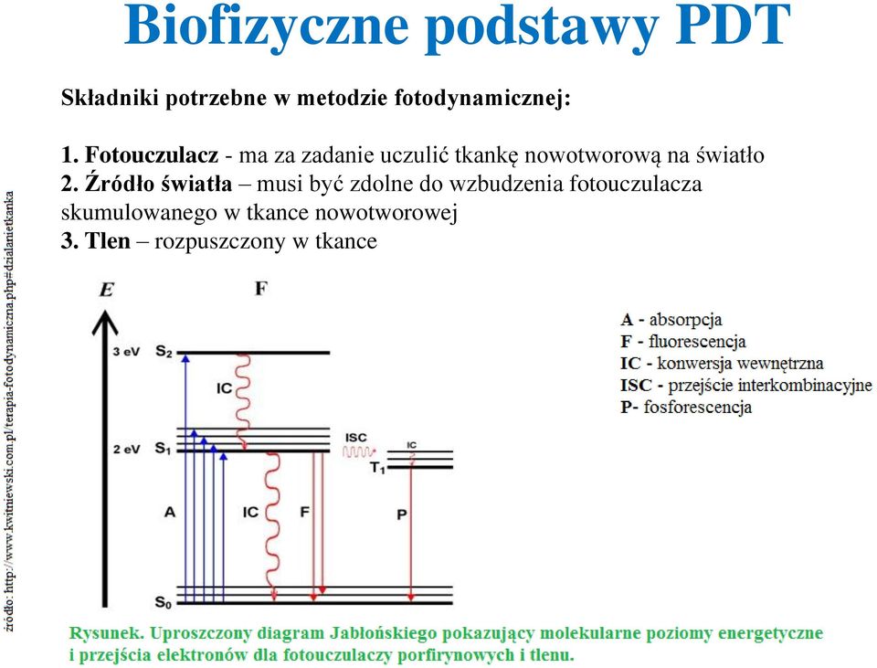 Fotouczulacz - ma za zadanie uczulić tkankę nowotworową na światło