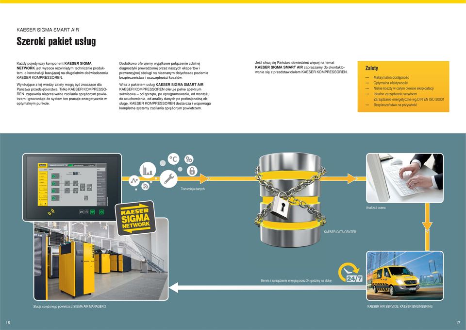 Tylko KAESER KOMPRESSO- REN zapewna neprzerwane zaslane sprężonym powetrzem gwarantuje że system ten pracuje energetyczne w optymalnym punkce.