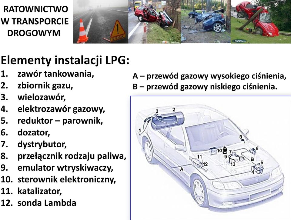 przełącznik rodzaju paliwa, 9. emulator wtryskiwaczy, 10. sterownik elektroniczny, 11.