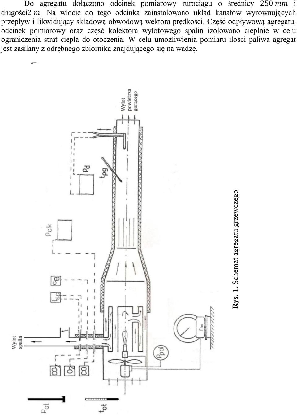 Część odpływową agregatu, odcinek pomiarowy oraz część kolektora wylotowego spalin izolowano cieplnie w celu ograniczenia strat