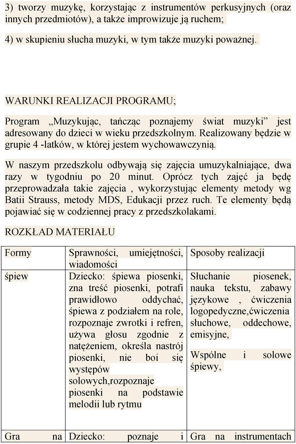 W naszym przedszkolu odbywają się zajęcia umuzykalniające, dwa razy w tygodniu po 20 minut.