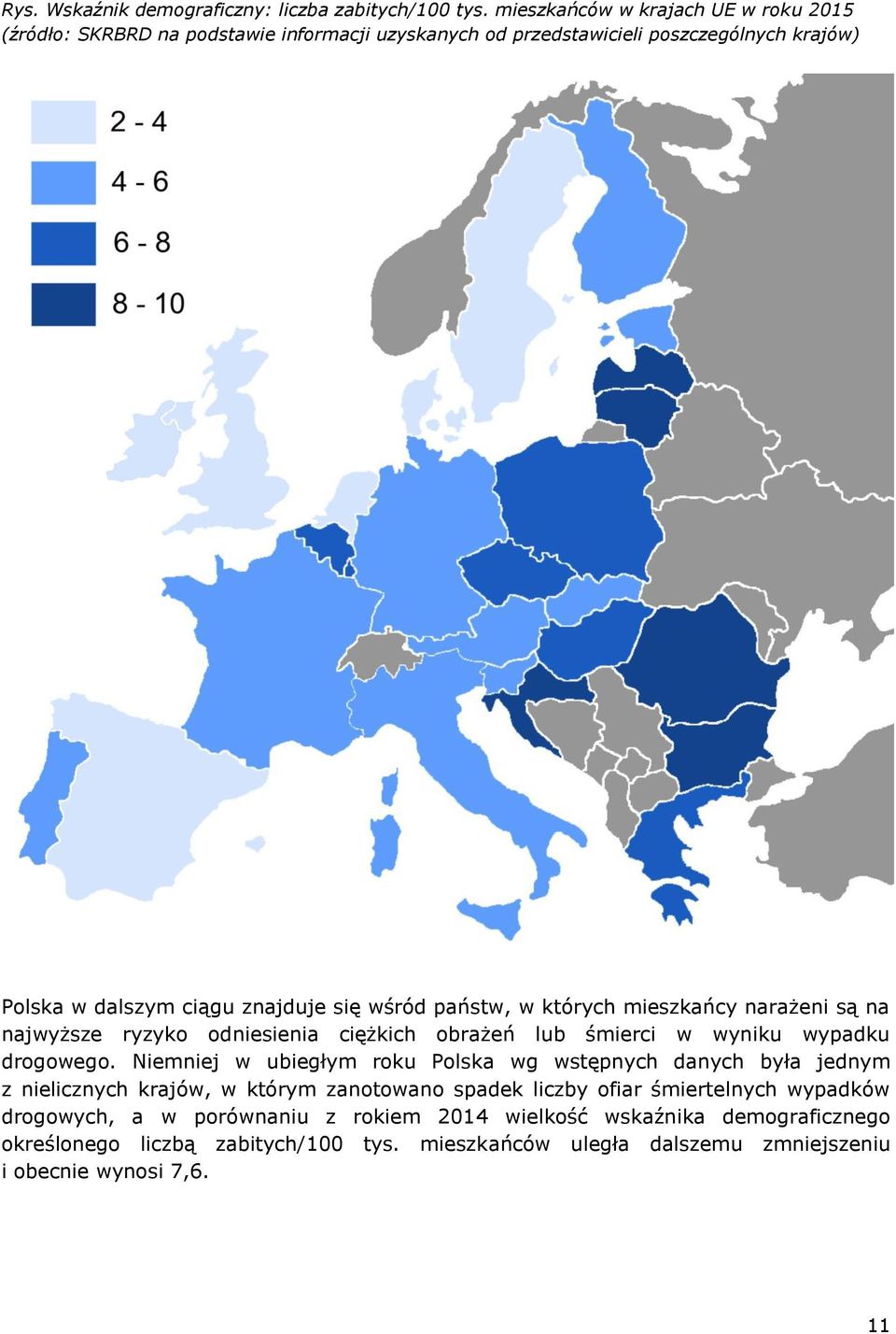 wśród państw, w których mieszkańcy narażeni są na najwyższe ryzyko odniesienia ciężkich obrażeń lub śmierci w wyniku wypadku drogowego.