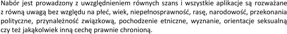 narodowość, przekonania polityczne, przynależność związkową, pochodzenie