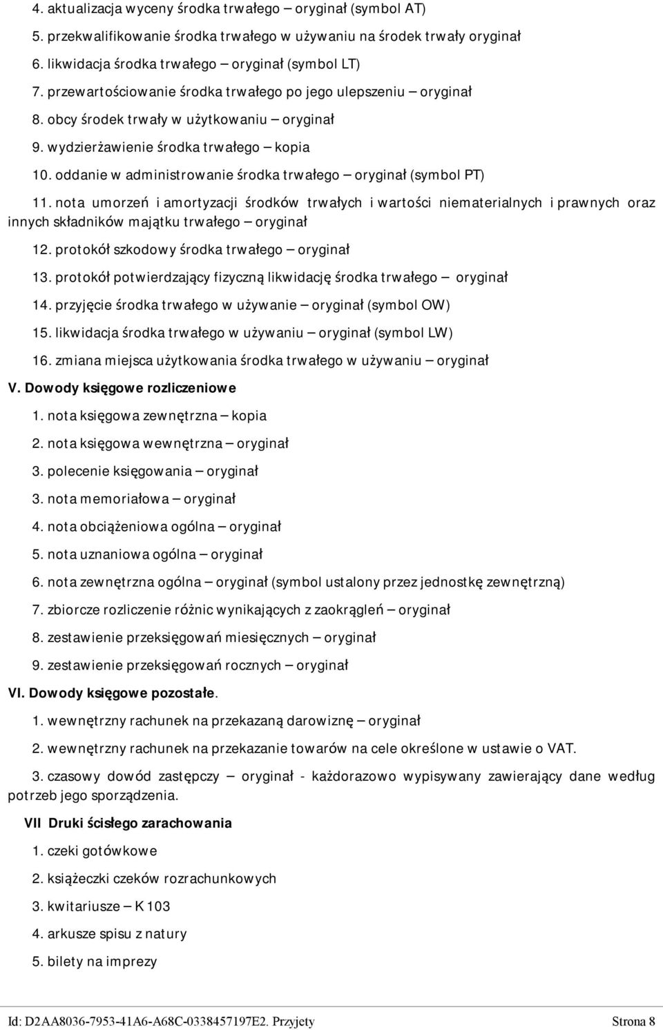 oddanie w administrowanie środka trwałego oryginał (symbol PT) 11.