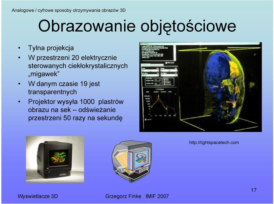 migawek W danym czasie 19 jest transparentnych Projektor wysyła 1000 plastrów