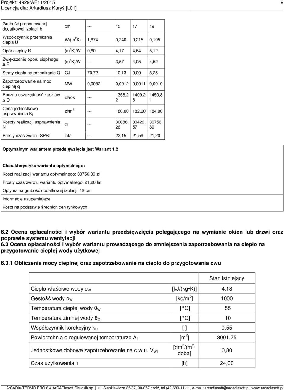 --- 1358,2 2 1409,2 6 1450,8 1 Cena jednostkowa usprawnienia K j zł/m 2 --- 180,00 182,00 184,00 Koszty realizacji usprawnienia N u zł --- 30088, 26 30422, 57 30756, 89 Prosty czas zwrotu SPBT lata