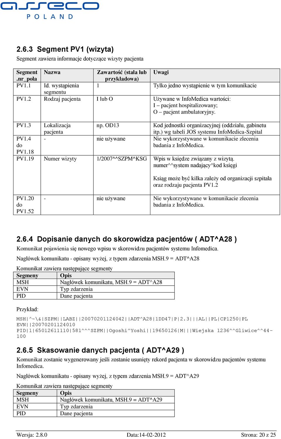 OD13 Kod jednostki organizacyjnej (oddziału, gabinetu itp.) wg tabeli JOS systemu InfoMedica-Szpital - Nie wykorzystywane w komunikacie zlecenia badania z InfoMedica. PV1.