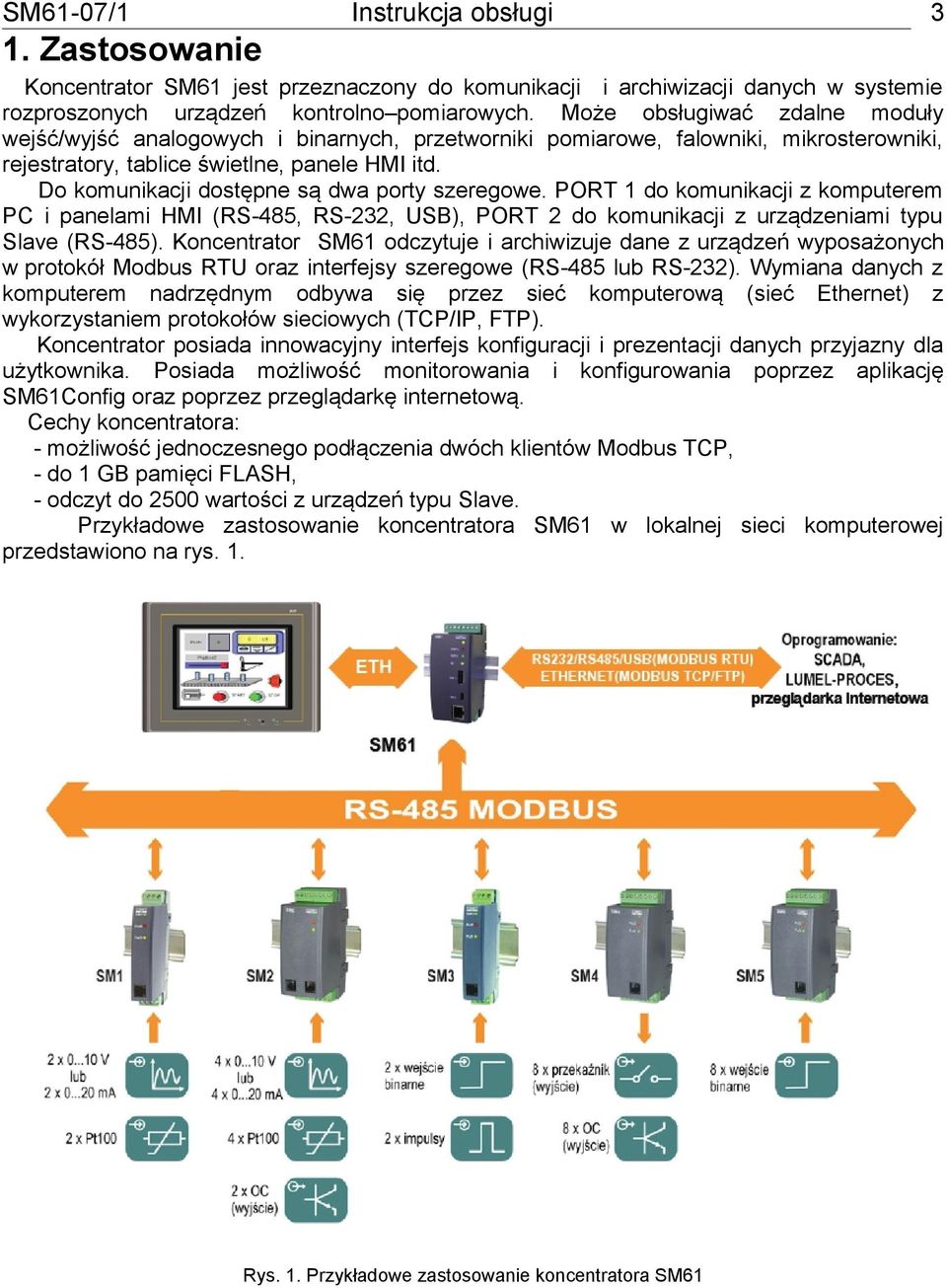 Do komunikacji dostępne są dwa porty szeregowe. PORT 1 do komunikacji z komputerem PC i panelami HMI (RS-485, RS-232, USB), PORT 2 do komunikacji z urządzeniami typu Slave (RS-485).