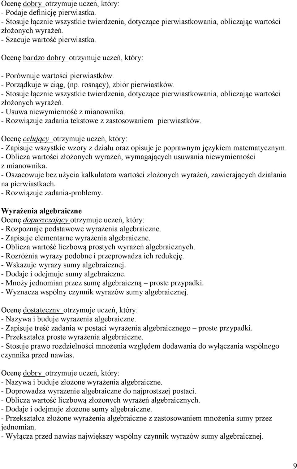 - Usuwa niewymierność z mianownika. - Rozwiązuje zadania tekstowe z zastosowaniem pierwiastków. - Zapisuje wszystkie wzory z działu oraz opisuje je poprawnym językiem matematycznym.