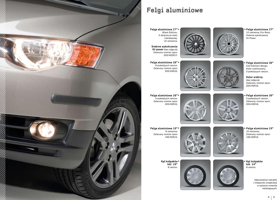 5 podwójnych ramion. Kolor srebrny (bez zdjęcia) 205/45R16. Felga aluminiowa 16 5 podwójnych ramion. 205/45R16. Felga aluminiowa 16 5 podwójnych ramion. 205/45R16. Felga aluminiowa 15 8 ramienna.