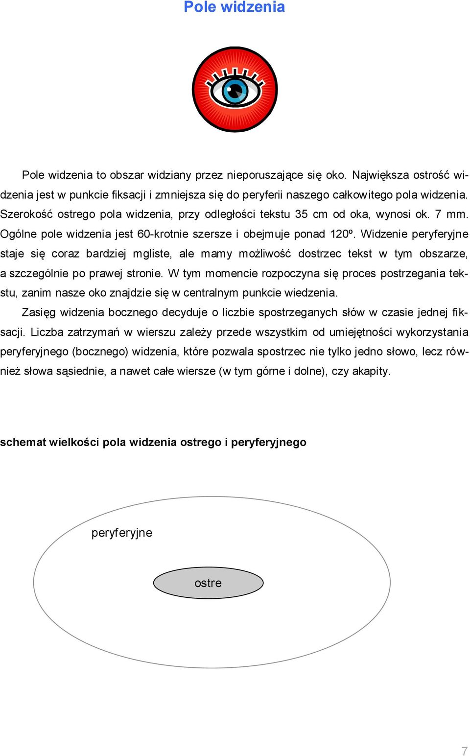 Widzenie peryferyjne staje się coraz bardziej mgliste, ale mamy możliwość dostrzec tekst w tym obszarze, a szczególnie po prawej stronie.