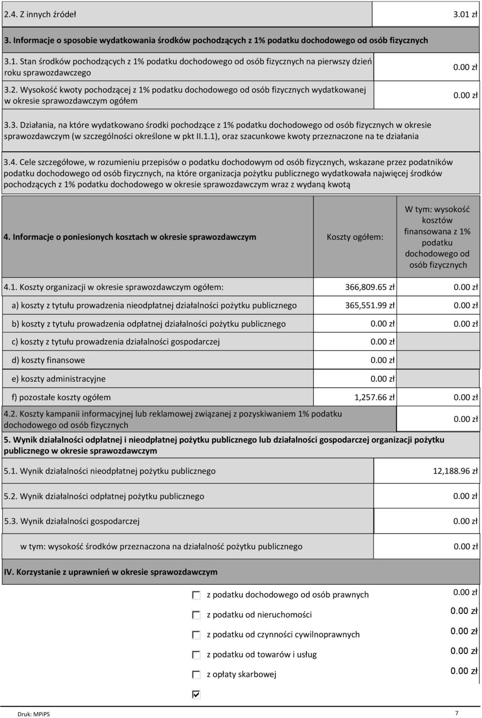 3. Działania, na które wydatkowano środki pochodzące z 1% podatku dochodowego od osób fizycznych w okresie sprawozdawczym (w szczególności określone w pkt II.1.1), oraz szacunkowe kwoty przeznaczone na te działania 3.