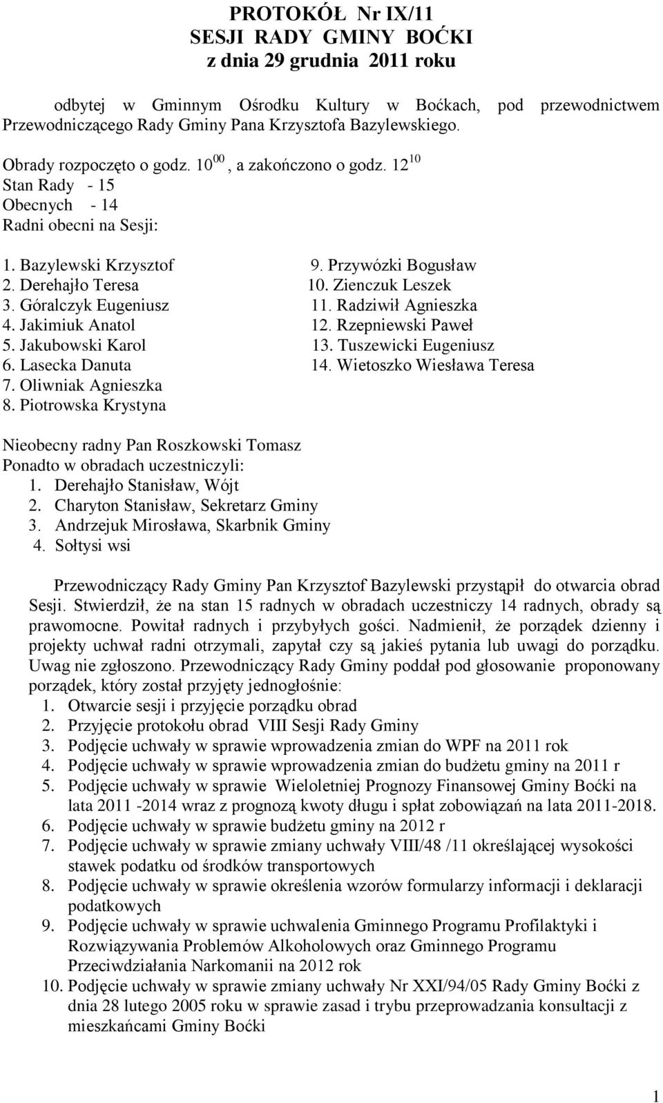 Góralczyk Eugeniusz 11. Radziwił Agnieszka 4. Jakimiuk Anatol 12. Rzepniewski Paweł 5. Jakubowski Karol 13. Tuszewicki Eugeniusz 6. Lasecka Danuta 14. Wietoszko Wiesława Teresa 7.