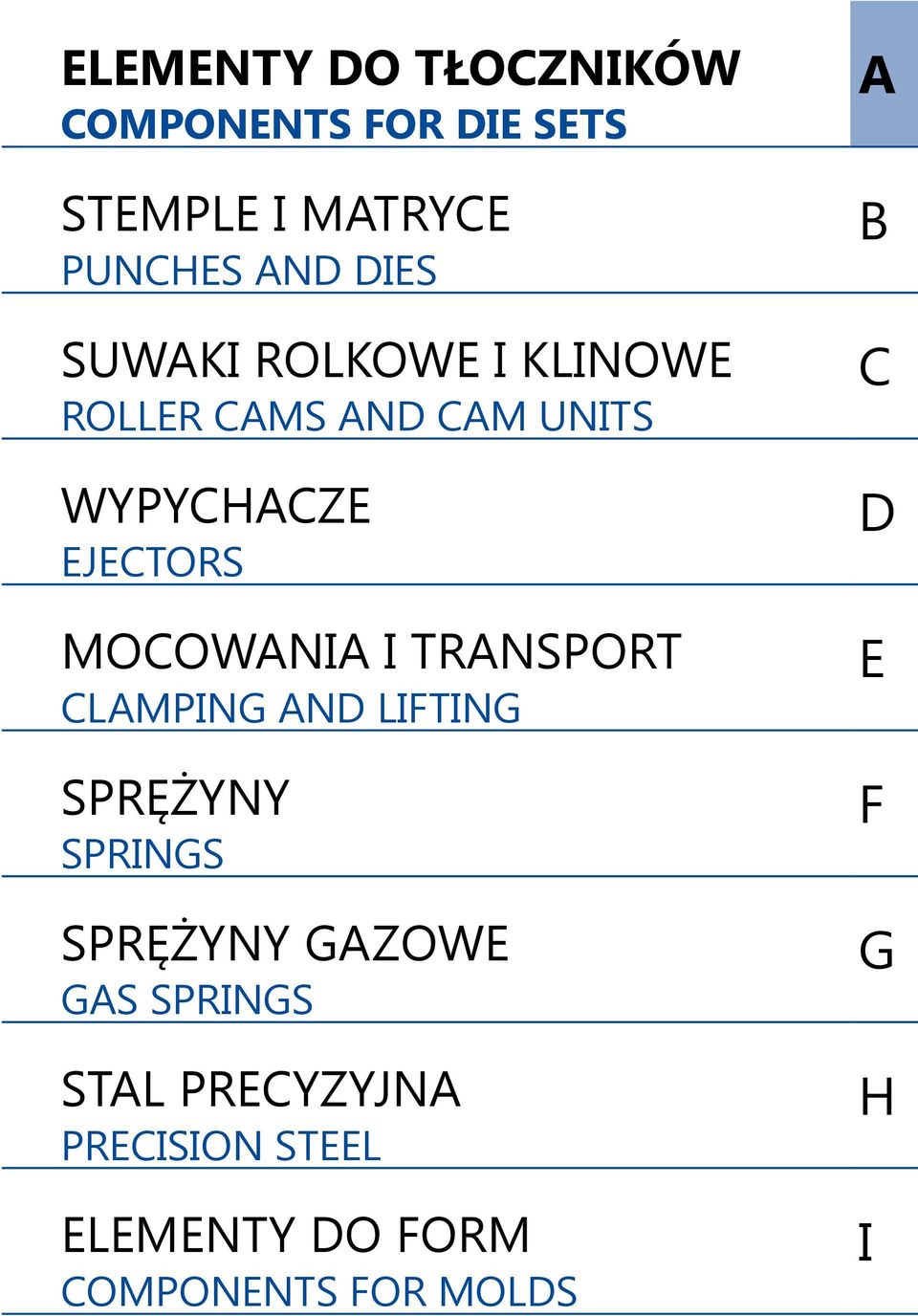 I TRANSPORT CLAMPING AND LIFTING SPRĘŻYNY SPRINGS SPRĘŻYNY GAZOWE GAS SPRINGS