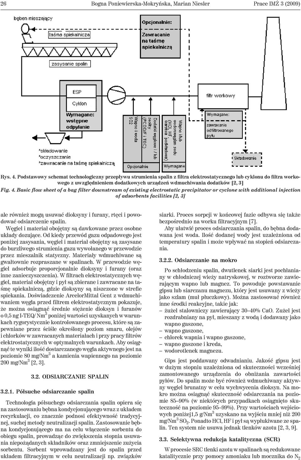 Basic flow sheet of a bag filter downstream of existing electrostatic precipitator or cyclone with additional injection of adsorbents facilities [2, 3] ale równie mog¹ usuwaæ dioksyny i furany, rtêci