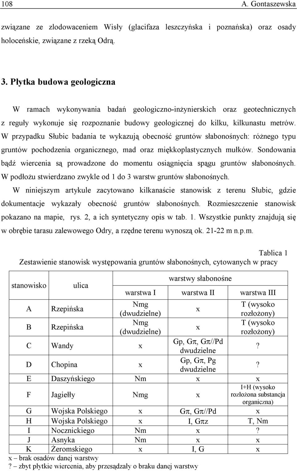 W przypadku Słubic badania te wykazują obecność gruntów słabonośnych: różnego typu gruntów pochodzenia organicznego, mad oraz miękkoplastycznych mułków.