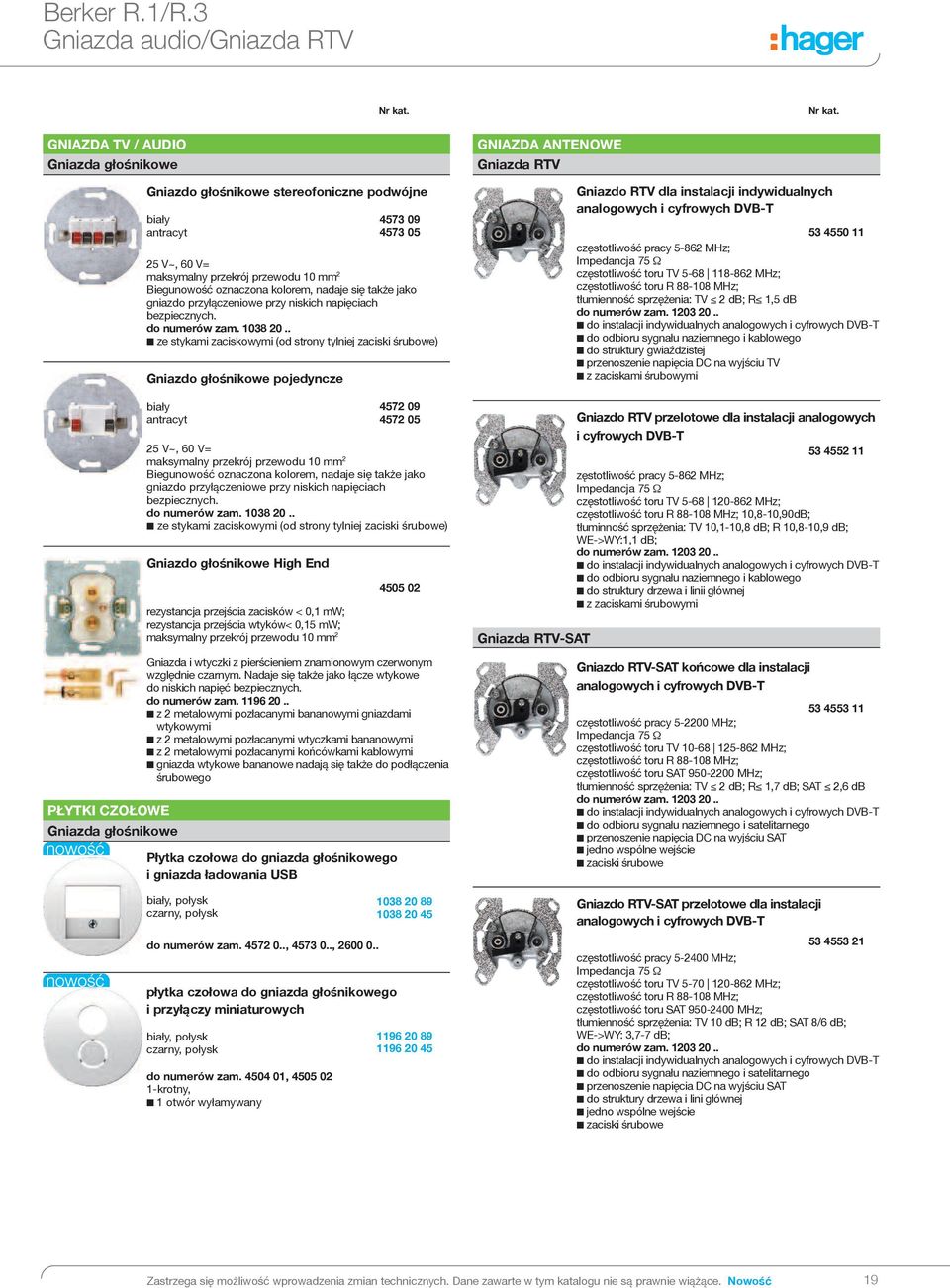 gniazda ładowania USB do numerów zam. 4572 0.., 4573 0.., 2600 0.. płytka czołowa do gniazda głośnikowego i przyłączy miniaturowych do numerów zam.