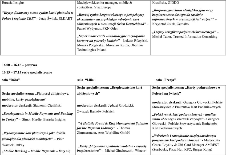 potrzeby banków Łukasz RóŜyński, Monika Podgórska, Mirosław Kulpa, Oberthur Technologies Poland Krasińska, GIODO Korporacyjna karta identyfikacyjna czy bezpieczeństwo dostępu do zasobów