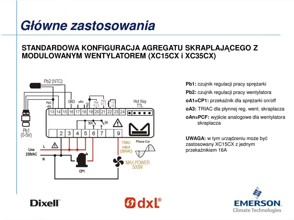 przekaźnik dla sprężarki on/off oa3: TRIAC dla płynnej reg. went.