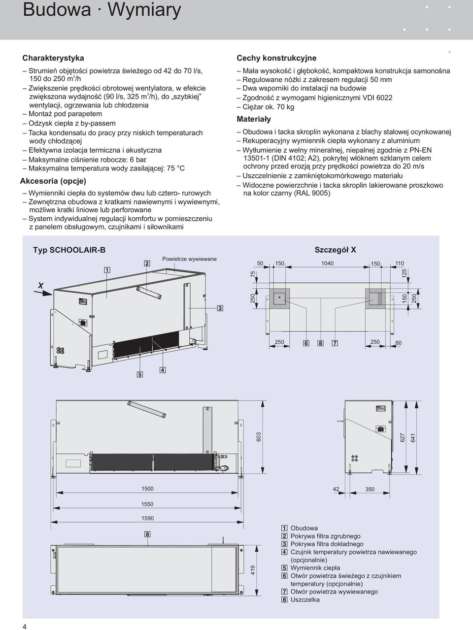 akustyczna: Maksymalne ciśnienie robocze: 6 bar: Maksymalna temperatura wody zasilającej: 75 C Akcesoria (opcje) Wymienniki ciepła do systemów dwu lub cztero- rurowych Zewnętrzna obudowa z kratkami