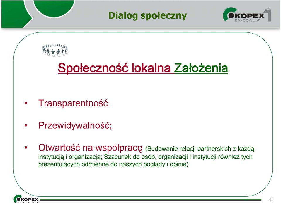 instytucją i organizacją; Szacunek do osób, organizacji i