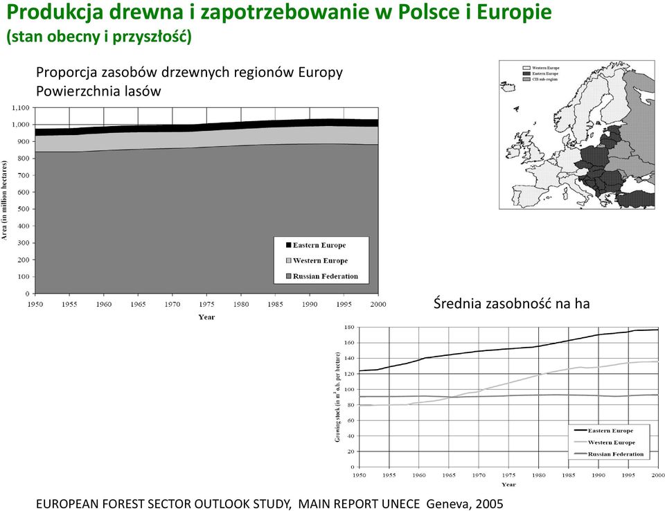 regionów Europy Powierzchnia lasów Średnia zasobność na ha