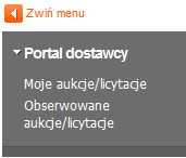 Rysunek 4 Rozwinięcie/zwinięcie zawartości sekcji menu W celu zwiększenia powierzchni obszaru roboczego, użytkownik ma możliwość ukrycia menu.