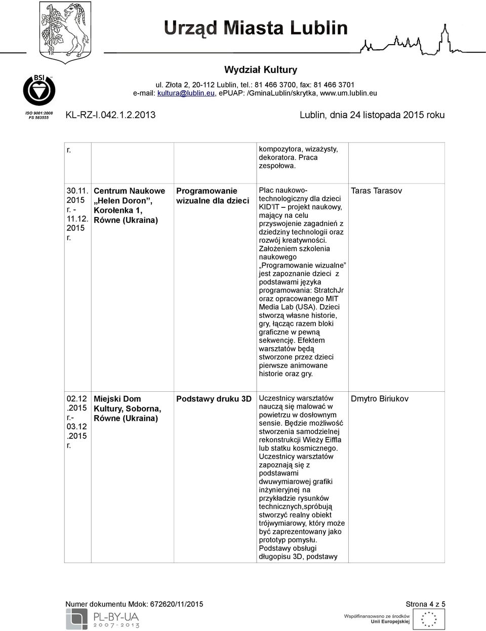 oraz rozwój kreatywności. Założeniem szkolenia naukowego Programowanie wizualne jest zapoznanie dzieci z podstawami języka programowania: StratchJr oraz opracowanego MIT Media Lab (USA).