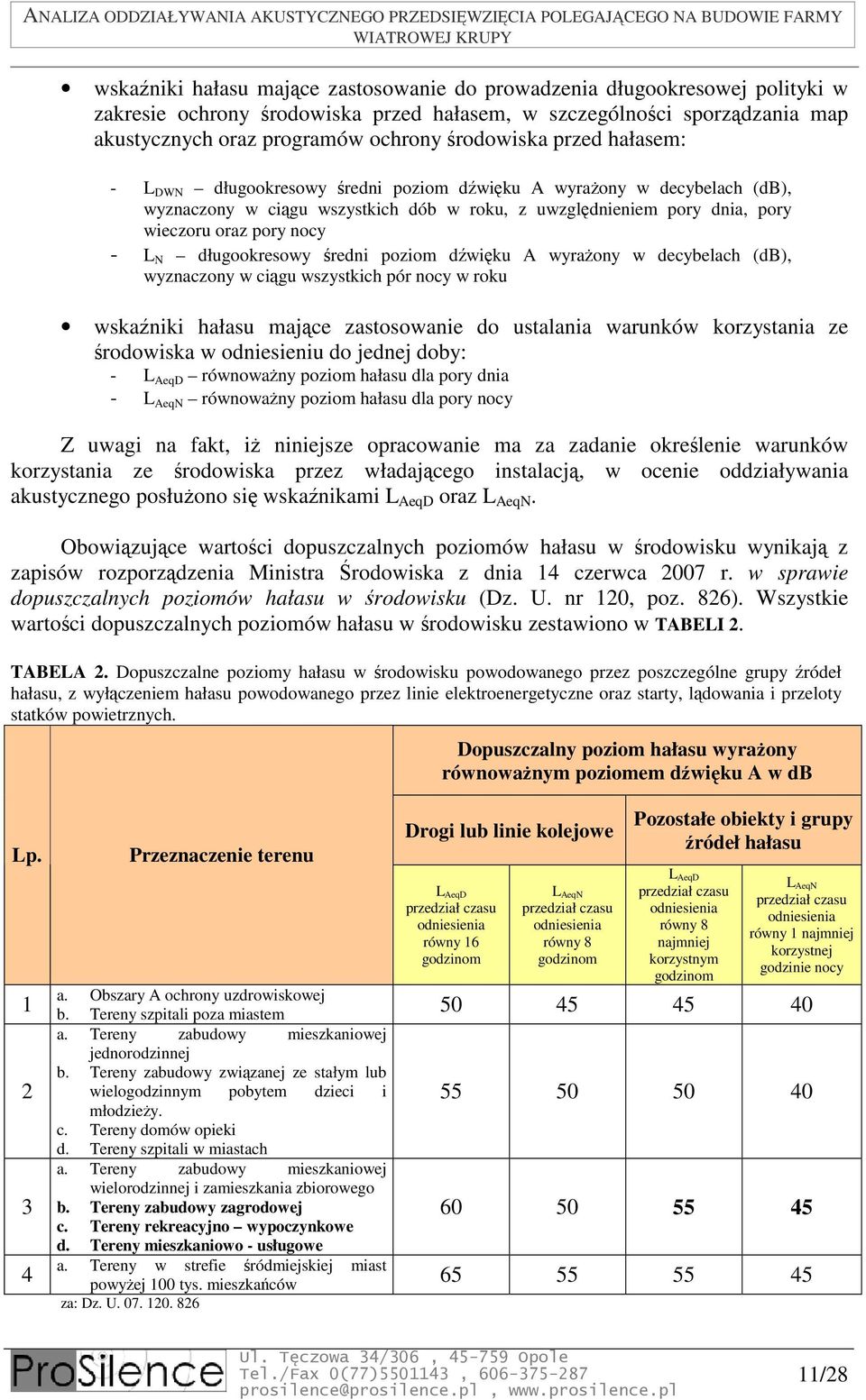 - L N długookresowy średni poziom dźwięku A wyrażony w decybelach (db), wyznaczony w ciągu wszystkich pór nocy w roku wskaźniki hałasu mające zastosowanie do ustalania warunków korzystania ze