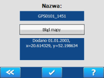 Domyślna nazwa zapisywanej lokalizacji to Błąd a następnie data (miesiąc i dzień) oraz godzina pozyskania.