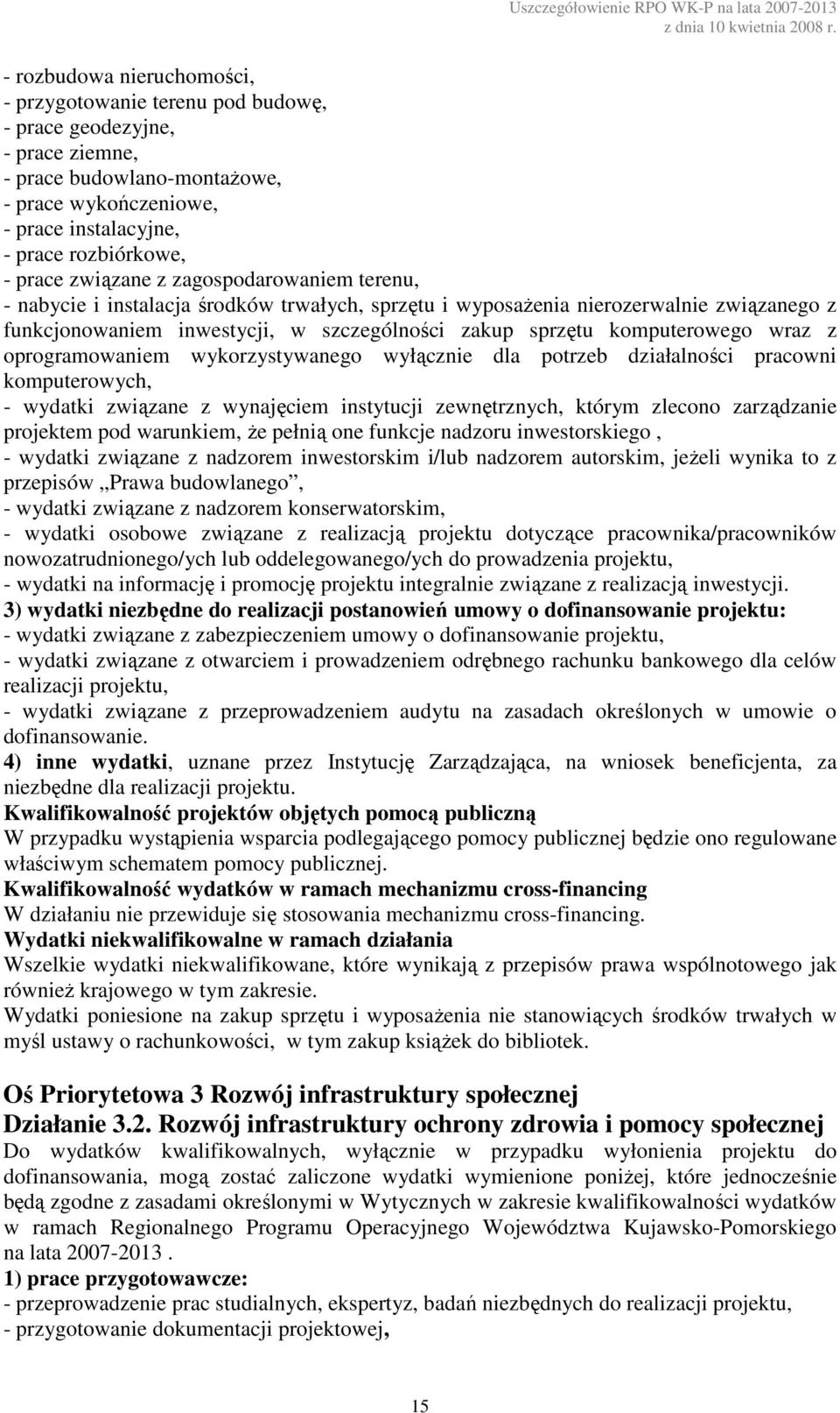 projektem pod warunkiem, że pełnią one funkcje nadzoru inwestorskiego, - wydatki związane z nadzorem inwestorskim i/lub nadzorem autorskim, jeżeli wynika to z przepisów Prawa budowlanego, - wydatki