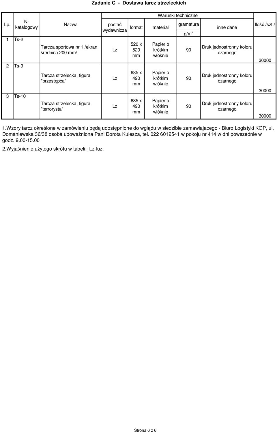 x 4 685 x 4 Warunki techniczne materiał o krótkim włóknie o krótkim włóknie o krótkim włóknie gramatura g/m 2 inne dane Druk jednostronny koloru czarnego Druk jednostronny koloru czarnego Druk