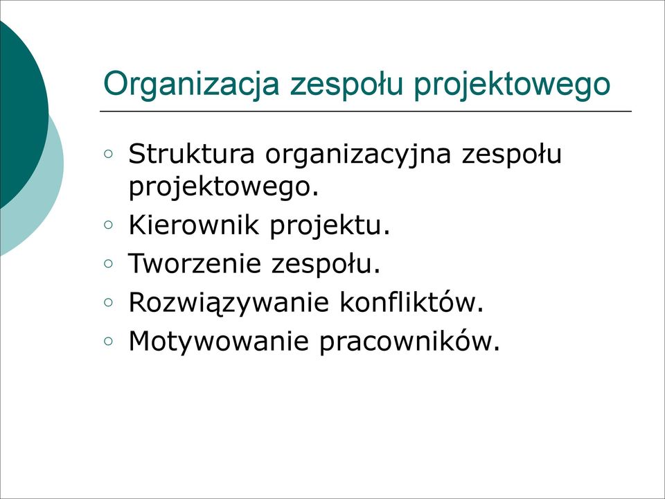 projektowego. Kierownik projektu.