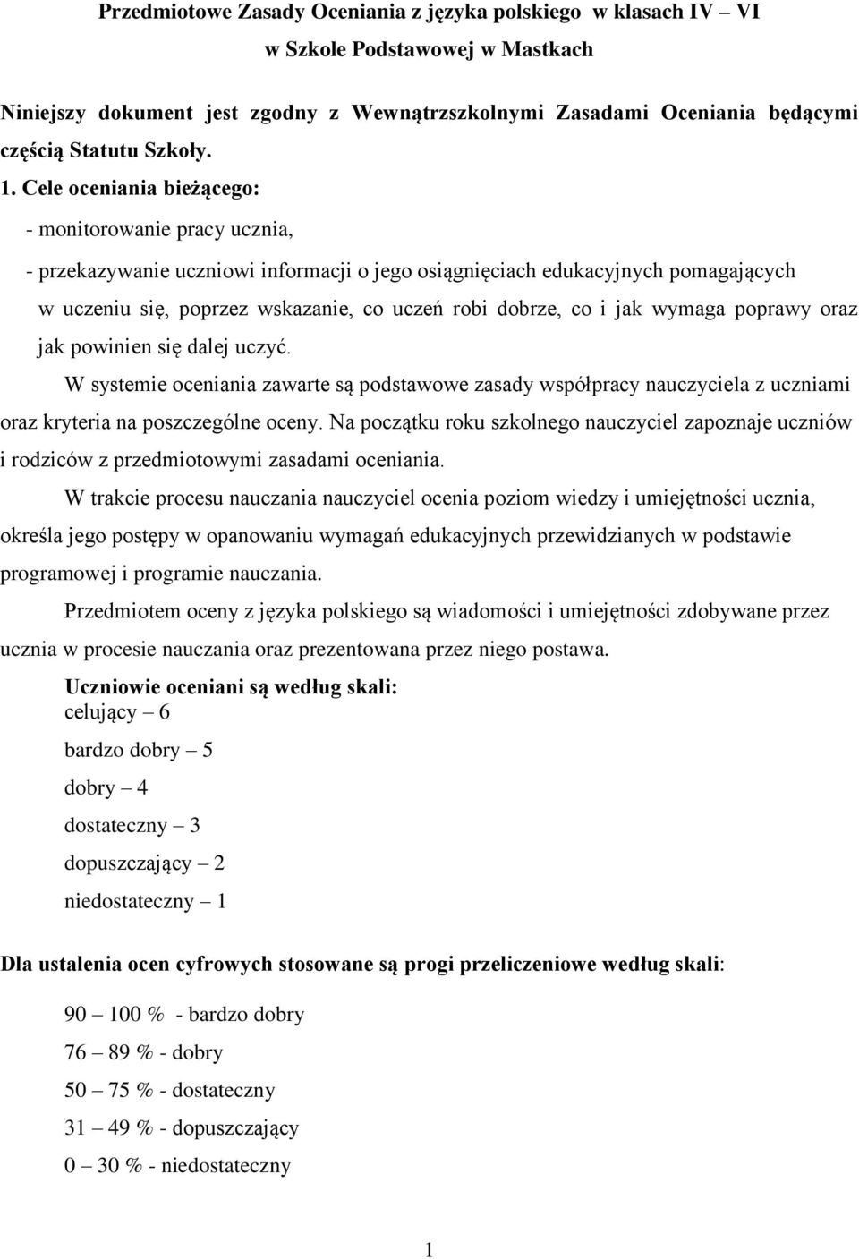 co i jak wymaga poprawy oraz jak powinien się dalej uczyć. W systemie oceniania zawarte są podstawowe zasady współpracy nauczyciela z uczniami oraz kryteria na poszczególne oceny.