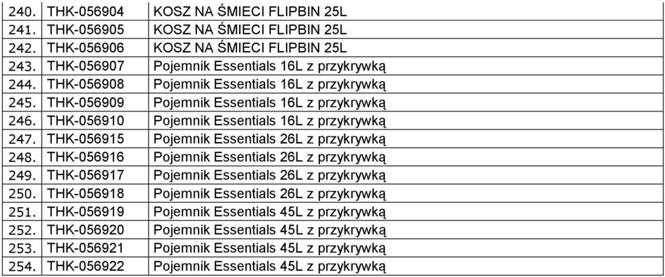 THK-056915 Pojemnik Essentials 26L z przykrywką 248. THK-056916 Pojemnik Essentials 26L z przykrywką 249. THK-056917 Pojemnik Essentials 26L z przykrywką 250.